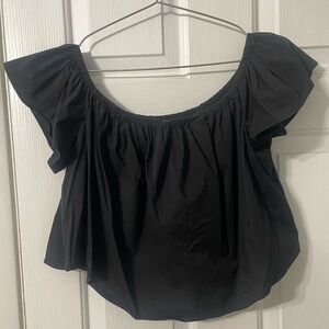 Black off the shoulder ruffle blouse